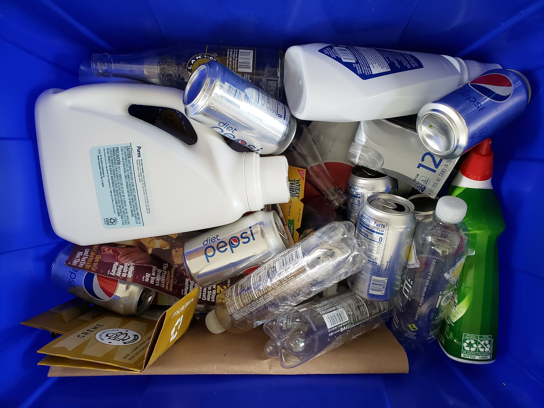 recycling bin filled